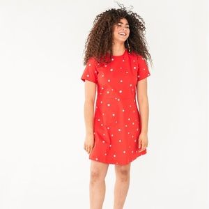 Bando Easy Dress in red daisy print, sz 2x
